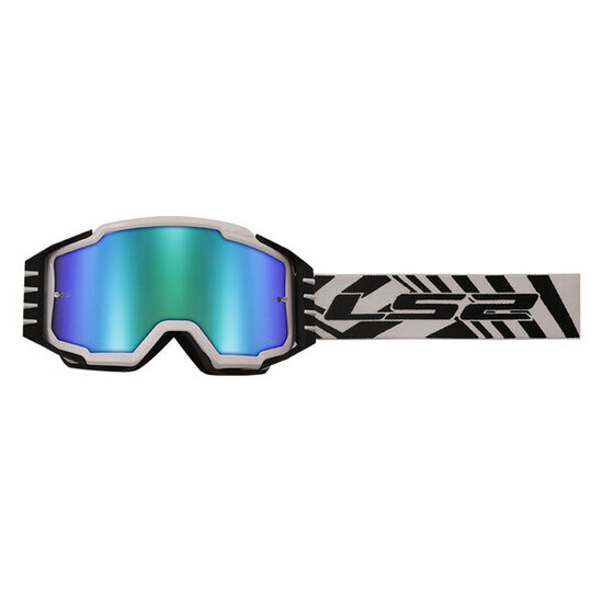 LS2 CHARGER PRO White/Green Iridium Visor