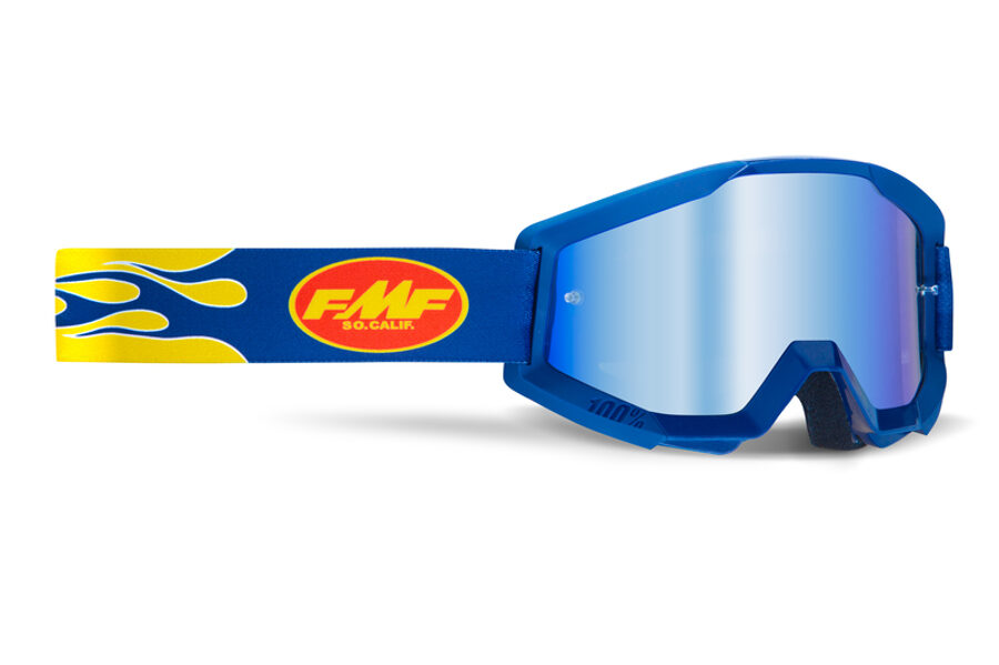 FMF Powercore Goggle Flame Navy - Mirror Blue Lens